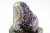 4" Tall Amethyst Cluster With Wood Base - Uruguay - #199727-1